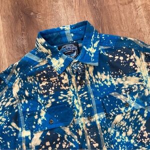 Angry Minnow Flannel Shirt Mens size Medium Blue Acid Wash